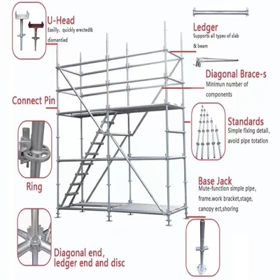 Lightweight Aluminum 48mm Diameter 1.5m Ringlock Diagonal Brace Self-Weight ≤20kg